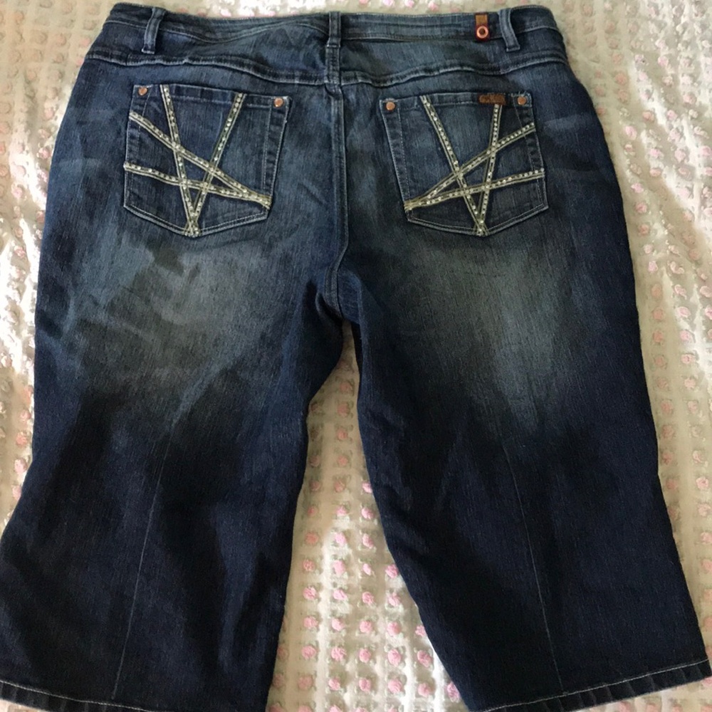 Zana Di Dark Wash Denim Capri Jeans, Size 20